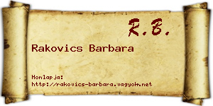 Rakovics Barbara névjegykártya